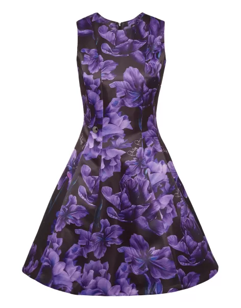 Duchesse Midi Dress Flowers Philipp Plein Produkt Black Damen Kleider