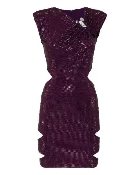 2024 Kleider Purple Damen Mini Dress Crystal Philipp Plein