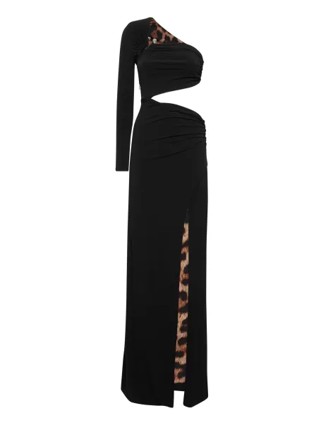 Black Long Dress Produktzertifizierung Damen Philipp Plein Kleider