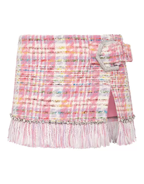Philipp Plein Damen Bestehendes Produkt Rose / Pink Kleider Mini Skirt Tweed