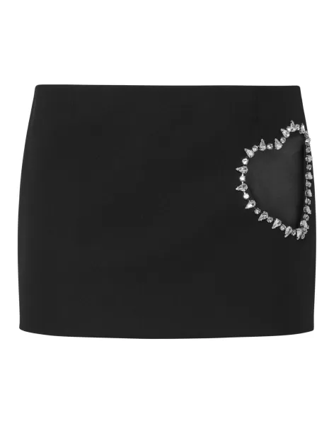Black Philipp Plein Damen Kleider Cady Mini Skirt Heart Wesentlich