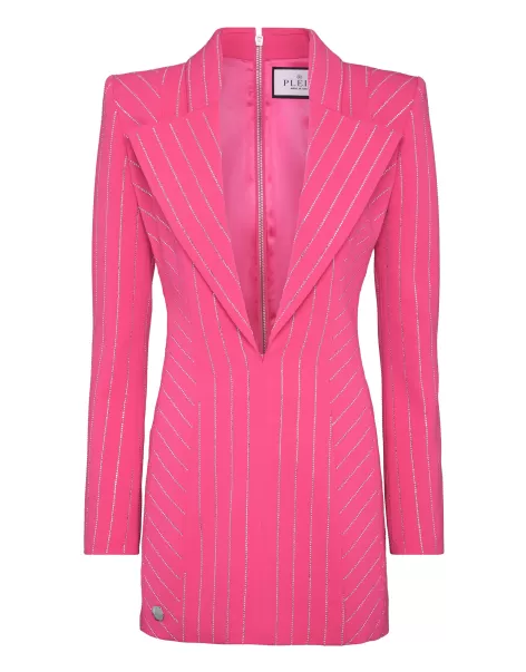 Fuxia Damen Kleider Cady Superfitted Dress Crystal Pinstripe Empfehlen Philipp Plein