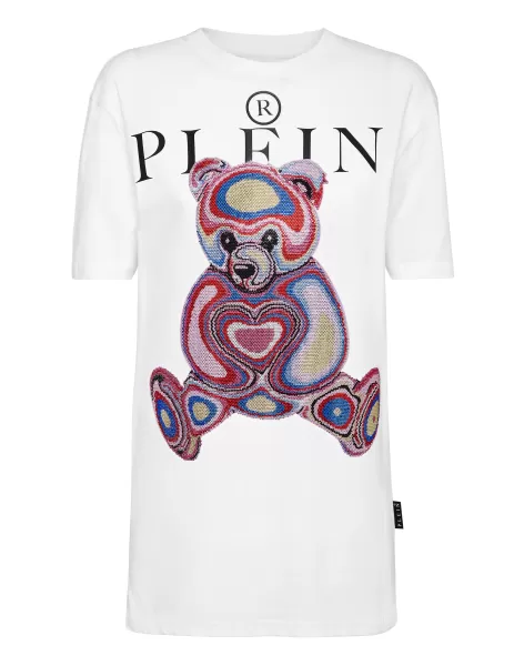 Damen T-Shirt Man Fit Teddy Bear Philipp Plein Billig White T-Shirts & Poloshirts