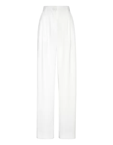 White Hosen & Shorts Philipp Plein Damen Cady Basic Trousers Man Fit 2024
