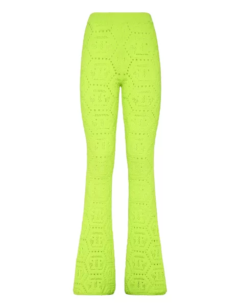 Philipp Plein Damen Yellow Fluo Online Fluo Knit Trousers Monogram Hosen & Shorts