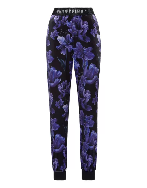 Black Philipp Plein Activewear Jogging Trousers Flowers Damen Design