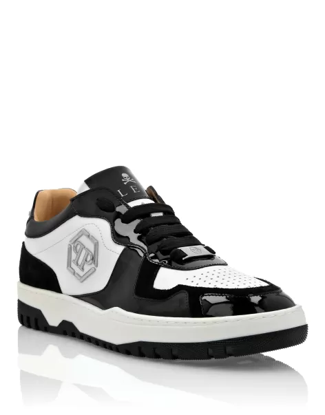 Mix Leather Lo-Top Sneakers Exportieren Philipp Plein Sneakers White / Black Damen