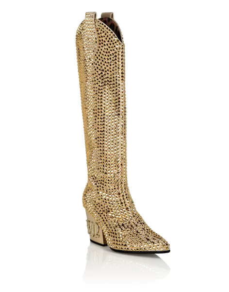 Gold Boots & Stiefeletten Cowboy Mid-Heel Boots  Gothic Plein With Crystals Philipp Plein Damen Modernität