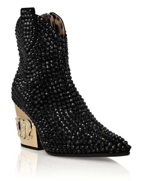 Boots & Stiefeletten Zuverlässigkeit Cowboy Mid-Heel Boots  Gothic Plein With Crystals Black Damen Philipp Plein