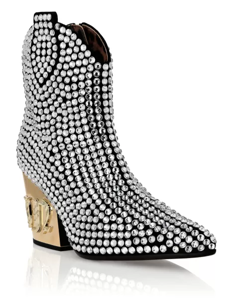 Damen Cowboy Mid-Heel Boots  Gothic Plein With Crystals Lagerbestand Boots & Stiefeletten Silver Philipp Plein