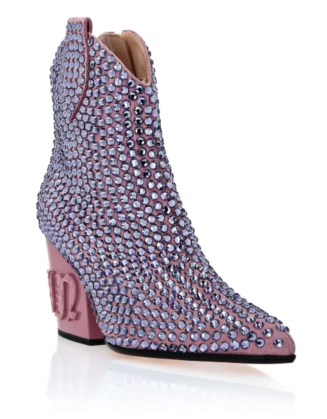 Cowboy Boots Mid Heels Crystal 2024 Philipp Plein Boots & Stiefeletten Damen Lilac