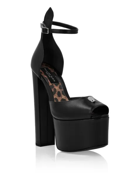 Beschaffung Leather Platform Sandals Hi-Heels Philipp Plein Black Damen Pumps