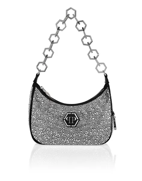 Damen Philipp Plein Black / Crystal Kettentaschen Und Clutches Leather Shoulder Bag Crystal Kaufen