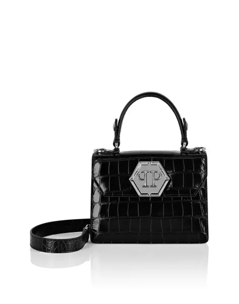 Eleganz Small Handbag Superheroine Croco Print Philipp Plein Black Damen Mini Taschen