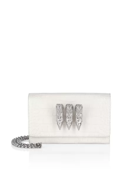 Damen Philipp Plein Qualität Mini Taschen White Claw Clutch With Crystals
