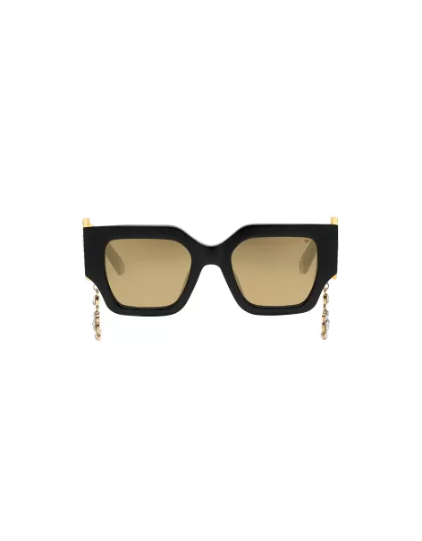 Sunglasses Square Exclusive Wartungsfreundlich Black / Gold Philipp Plein Damen Sonnenbrillen