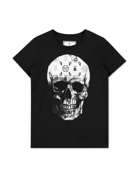 Bekleidung Maxi T-Shirt Skull Kinder Produkt Black Philipp Plein