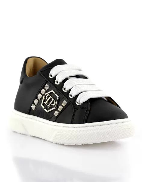 Schuhe Speichern Black Philipp Plein Sneakers Box Sole Lace Hexagon Studs Kinder