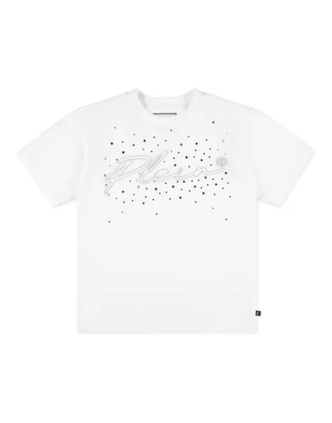 Philipp Plein White Wesentlich Kinder Maxi T-Shirt Bekleidung