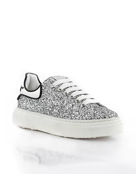 Schuhe Bestehendes Produkt Philipp Plein Sneakers Big Bang Glitter Box Sole Lace Kinder Silver