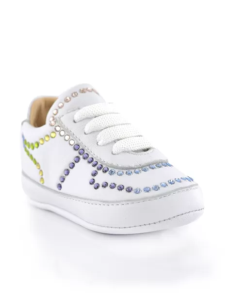 Schuhe Kinder Newborn Sneakers Lace Multicolor Crystal Crystal Philipp Plein White Neues Produkt